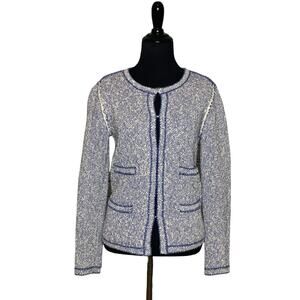 Maje blue tweed evening long sleeves jacket blazer size 2